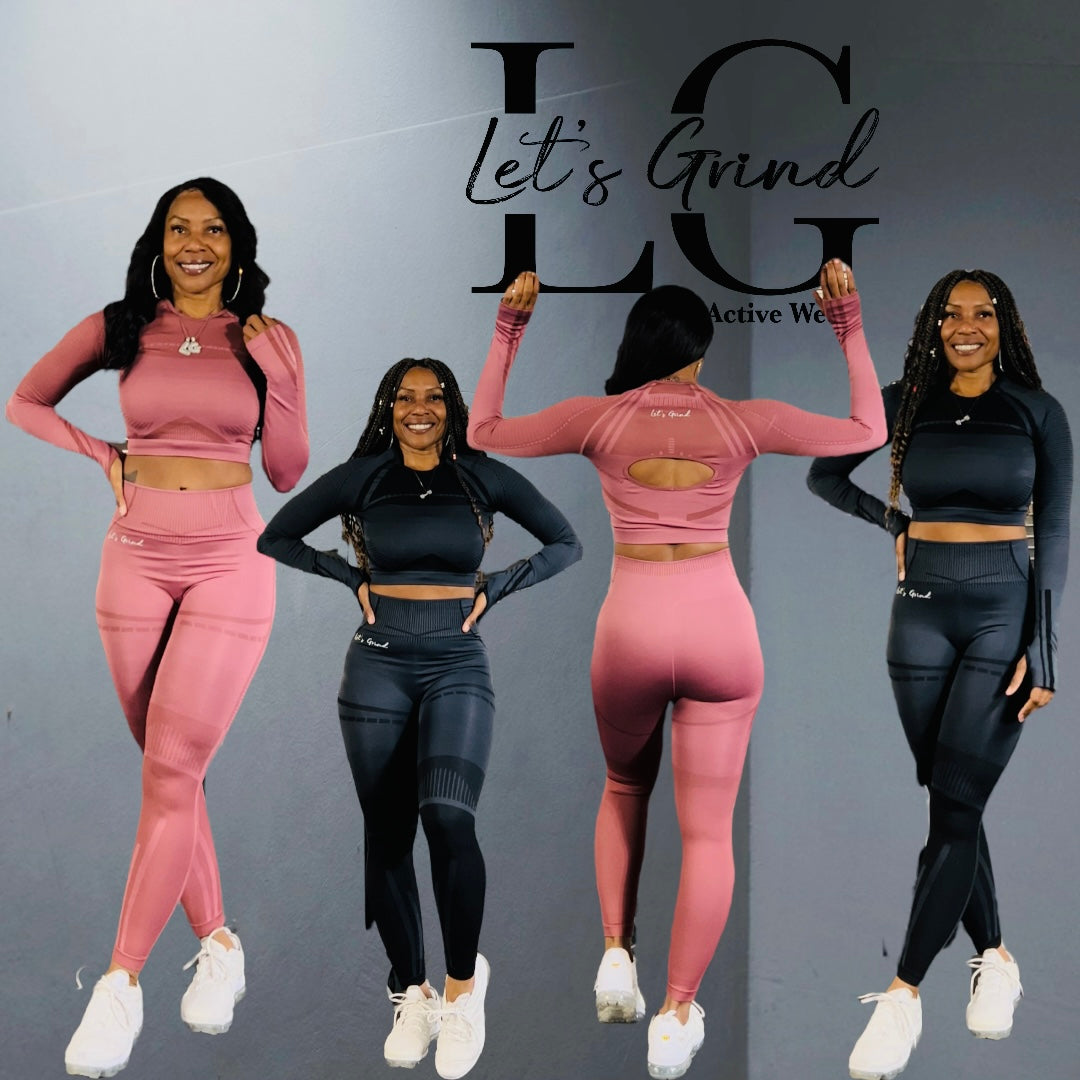 Women's Workout Sets 2 Piece Solid Color Clothing Suit Black Pink