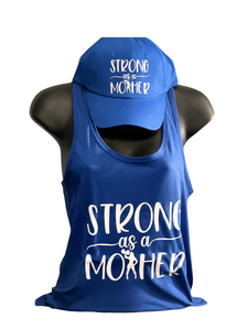 Strong as a Mother Racerback tank top and adjustable baseball cap