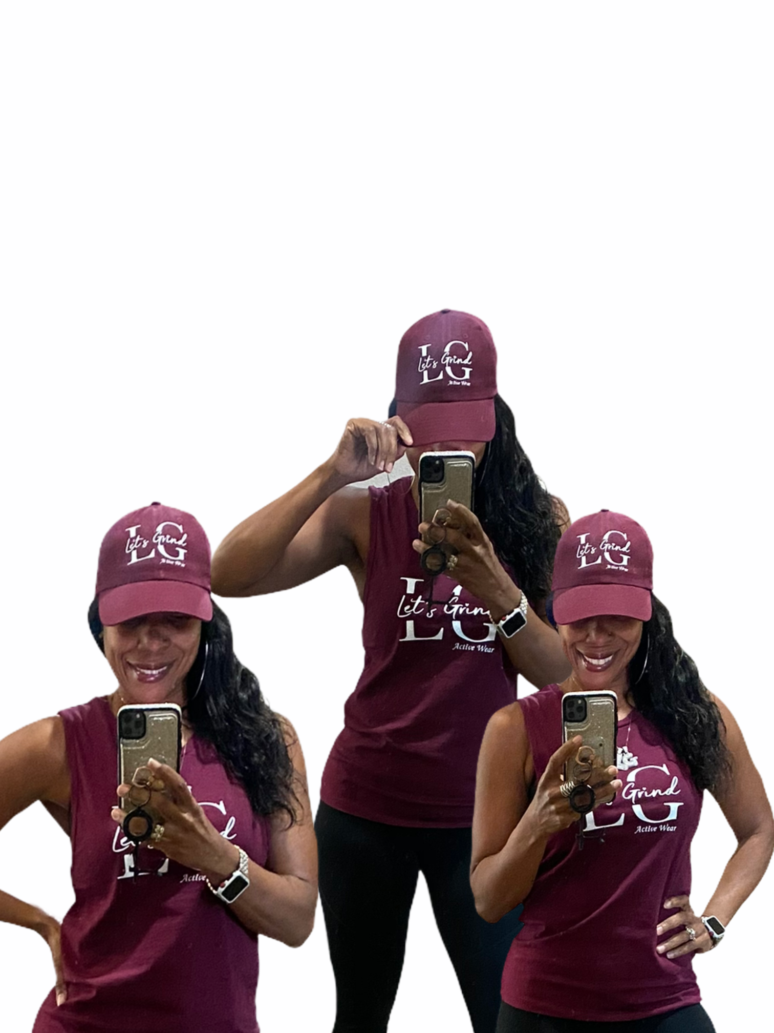 Let’s Grind Maroon Women’s Muscle Tank Top and Cap Set